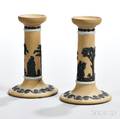Pair of Wedgwood Yellow Jasper Dip Candlesticks