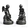Pair of Wedgwood Black Basalt Cupid and Psyche Figures
