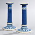 Pair of Wedgwood Dark Blue Jasper Dip Candlesticks