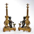 Pair of Louis XVIstyle Bronze Cupid Chenet