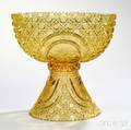 American Brilliantcut Yellow Glass Punchbowl on Stand
