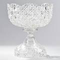 American Brilliantcut Colorless Glass Punch Bowl on Stand