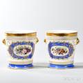 Two Sevresstyle Porcelain Cache Pot with Plates