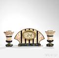 Threepiece Marble and Bronze Clock Garniture