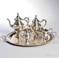 Fourpiece Rogers Sterling Silver Tea and Coffee Service with an Associated Silverplate Tray