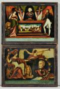 Two Reversepainted Lithographs on Glass