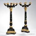 Pair of Empirestyle Marble and Bronze Candelabra