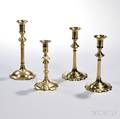 Four Petalbase Brass Candlesticks