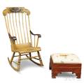 Paintdecorated Rocking Chair and Footstool