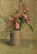 American School 19th Century Still Life with Pink Ladys Slippers