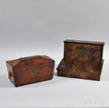 Regency Inlaid Mahogany Veneer Tea Caddy and a Victorian Lap Desk