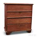 Redpainted Pine Twodrawer Blanket Chest