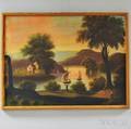 Hudson River Valley School 19th Century River Scene with Boats and a Homestead