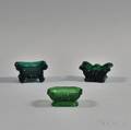 Three Green Pressed Glass Open Salts