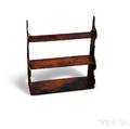 Walnut Shapedend Threetier Hanging Wall Shelf
