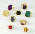 Nine Mostly 14kt Gold Mens Rings