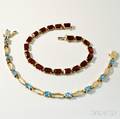 Two 14kt Gold and Gemstone Bracelets