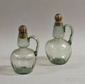 Two Light Aqua Blown Glass Decanters