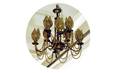 259A Antique Brass and Ebonized Metal Chandelier