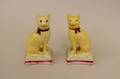 A Pair of Yellow Staffordshire Cats