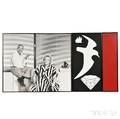 Victor Burgin American b 1941 Triptych Double Portrait Photograph and Two Paintings