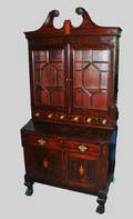 121 AMER CHIPPENDALE INLAID MAHOG SECRETAIRE BKCASE