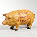 Cast Metal STAR MEAT MARKET Pigform Trade Sign