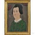 Attributed to William Matthew Prior American 18061873 Portrait of a Woman in a Green Dress
