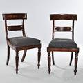 Pair of Classical Carved Mahogany and Mahogany Veneer Grecian Chairs