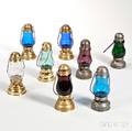 Eight Glass and Metal Skating Lanterns