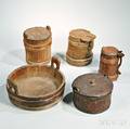 Five Staved Wooden Containers