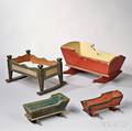 Four Painteddecorated Miniature Cradles
