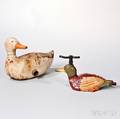 Two Cast Iron and Paintdecorated Duckform Sprinklers