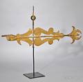 Small Gilt Copper Bannerette and Pointing Finger Weathervane