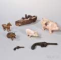 Seven Cast Iron Banks and Toys