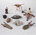 Nine Cast Iron and Lead Items