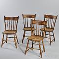 Set of Four Paintdecorated Turned Tabletback Windsor Chairs