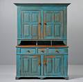 Bluepainted Twopiece Stepback Cupboard