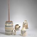 Stoneware Butter Churn Three Jugs and a Flask