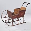 Paintdecorated Wood and Iron Childs Sleigh