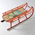 Paintdecorated Wood and Iron Sled