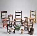 Twelve Paintdecorated Childrens Toy Chairs