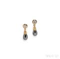 18kt Gold Hematite and Diamond Earpendants R Boivin