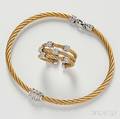18kt Gold Steel and Diamond Bracelet and Ring Charriol