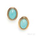18kt Gold and Turquoise Earclips