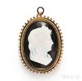 Antique 18kt Gold and Hardstone Cameo PendantBrooch