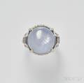 Art Deco Platinum Star Sapphire and Diamond Ring