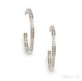 18kt White Gold and Diamond Hoop Earrings Cartier