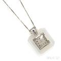 Art Deco Platinum Rock Crystal and Diamond Pendant Watch