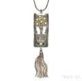 Art Deco Silver and Enamel Pendant Etienne David